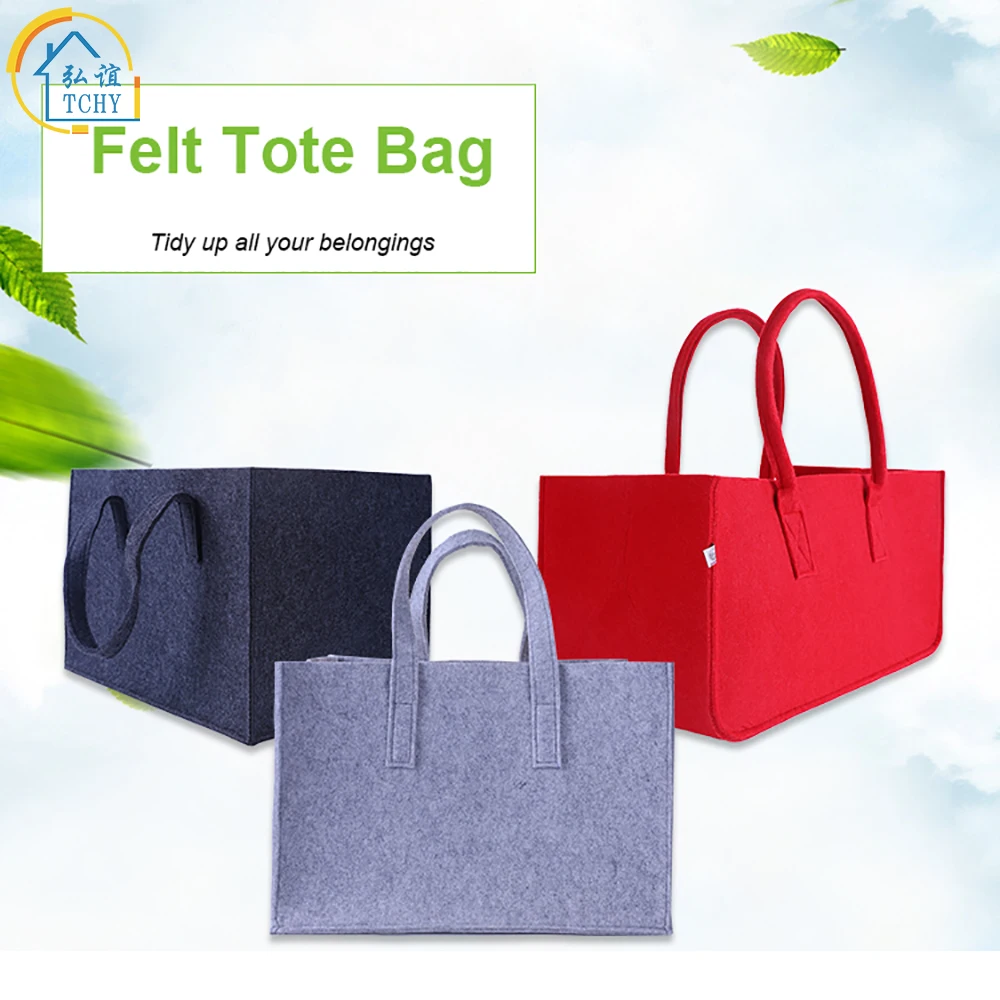 online TCHY Sentiu Saco de Compras Não tecido Cesta de Armazenamento Organizador Feminino para As Mulheres Bolsas Cestas de Piquenique Cesta de Piquenique De Lã Reciclada