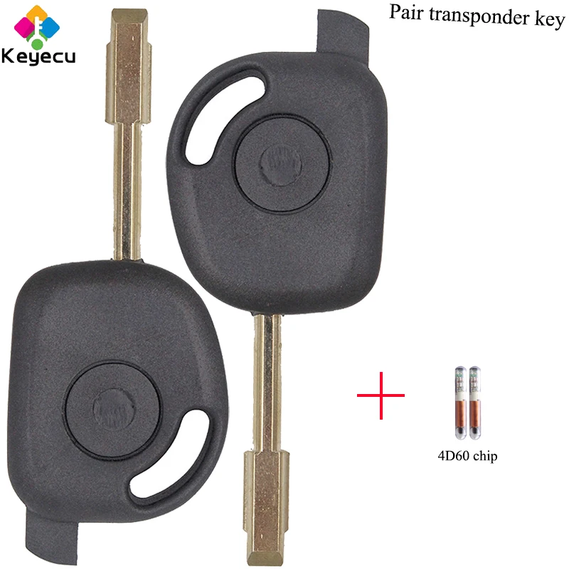 

KEYECU Pair Replacement Transponder Key - 4D60 Glass Chip - FOB for Jaguar S Type X Type XJR XJ8 2004 2005 2006 2007 2008