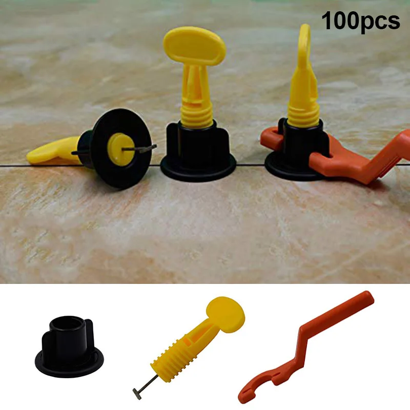 

100Pcs Flat Ceramic Floor Wall Construction Tools Reusable Tile Leveling WWO66