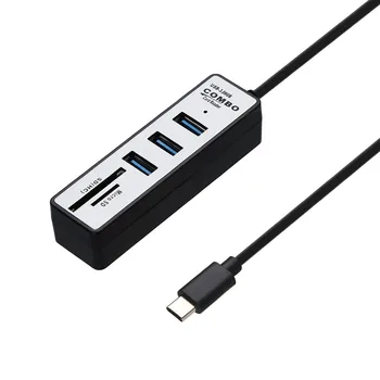 

CARPRIE USB Hub High Speed 2 In 1 Type-C OTG USB 3.0 Hub Splitter Combo 3 Ports SD/TF Card Reader White Black USB 3.0 Hub 12cm