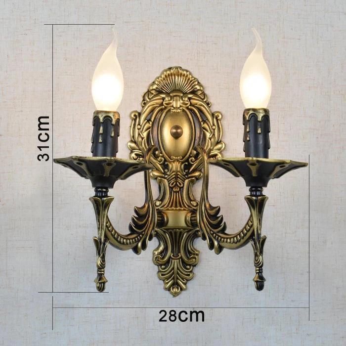 Günstige Leicht zu reinigen 2 Arme kerze wand lampen Eisen vintage Flur wand lampe Pull schwanz led lampe Esszimmer wand leuchte Bad