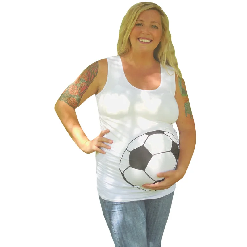 Football Print Pregnant Women T shirts Plus Size Maternity Tees Vest Clothes Nursing Tops Tees