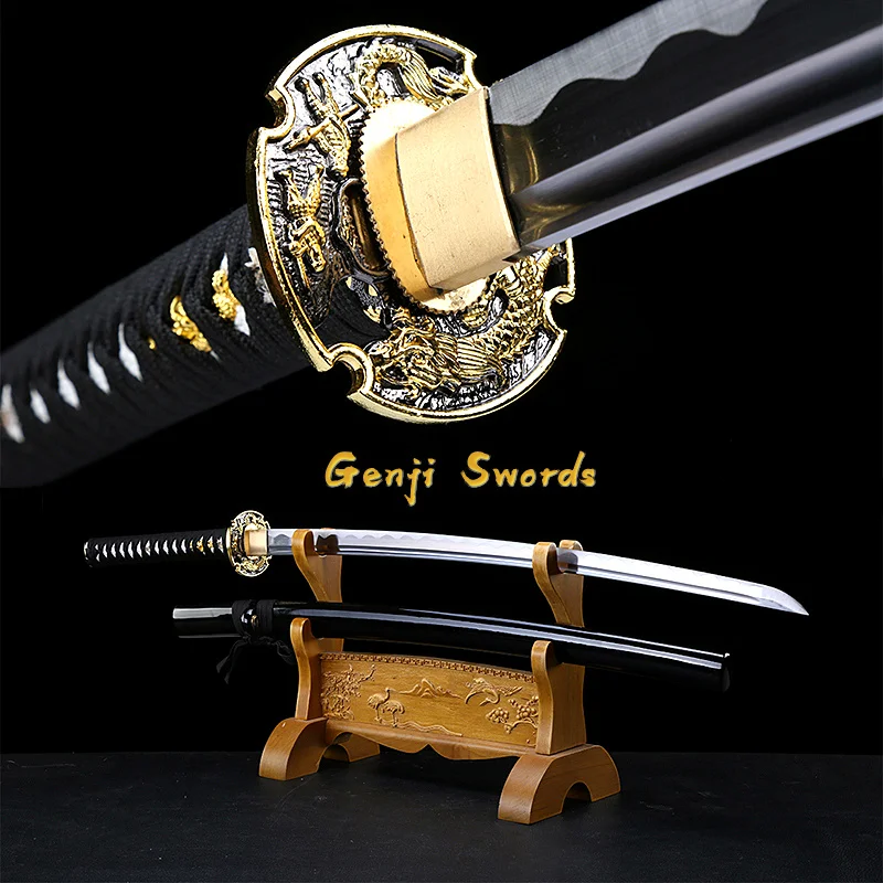 

Japanese Samurai Golden Dragon Sword 1060 high Carbon Steel Real Katana Sharp Edge Can Cut Bamboo