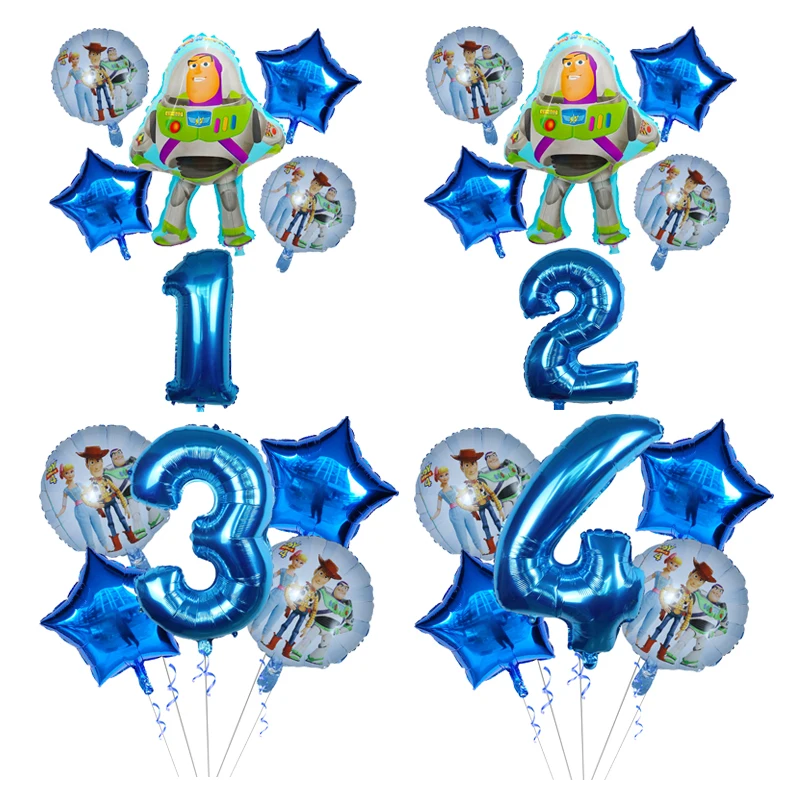 

1set Toy foil Story Buzz Lightyear balloons cartoon foil helium 30 Inch Number Blue balloons toy cartoon happy birthday balloons