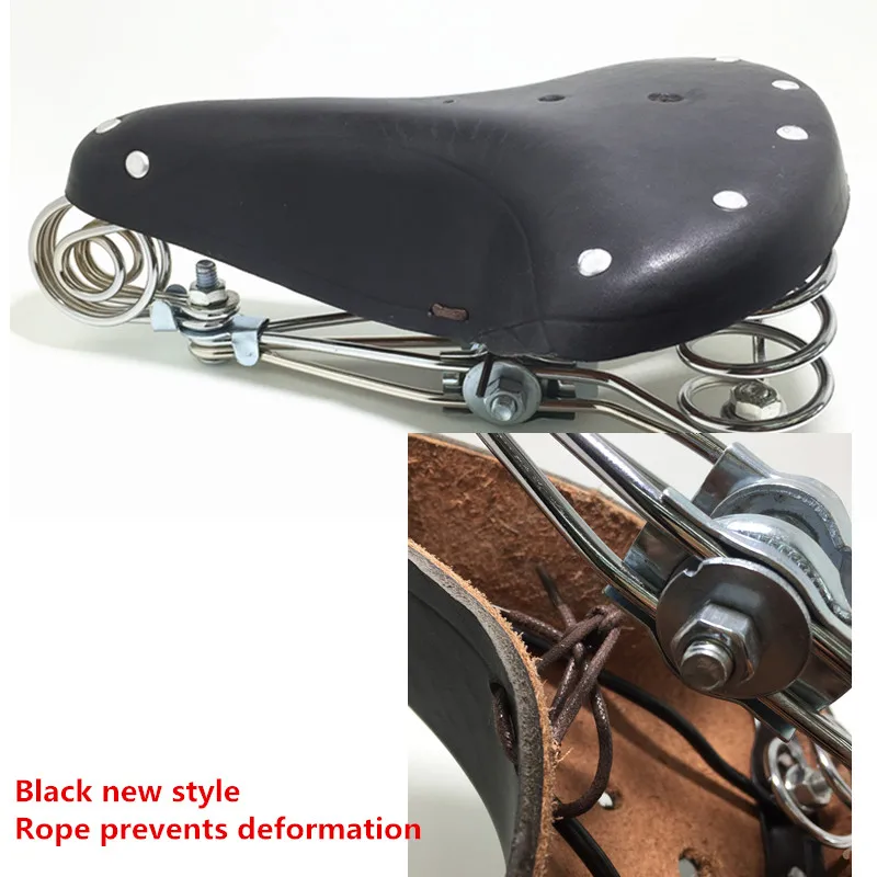 TDX-5 винтажное весеннее седло из натуральной кожи с изображением слона старое стильное велосипедное седло из натуральной кожи - Цвет: Black new style