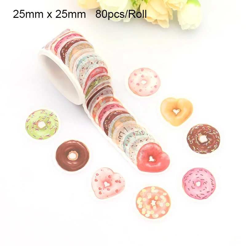 

80pcs/roll Cute cookie washi tape set Kawaii pudding icecream masking tapes stickers diary album decoration School supplies
