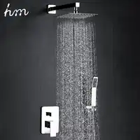 Hm 浴室高級雨ミキサーシャワーシステムコンボセット壁マウント降雨シャワーヘッドシステムポリッシュクローム