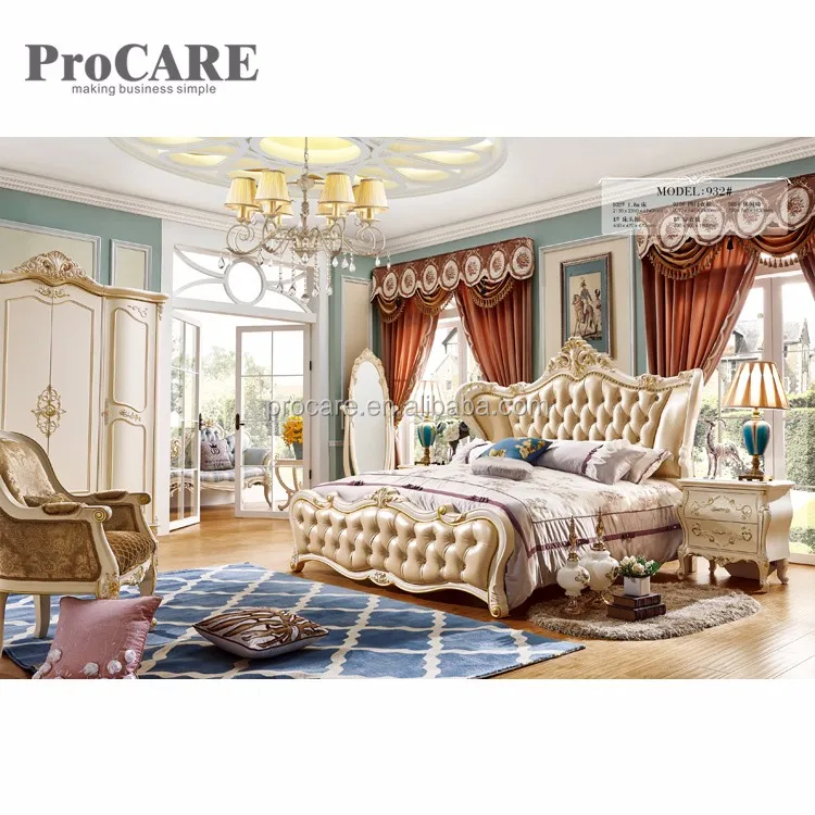 Деревянная кровать Королевский классический дизайн изголовья кровати Европейского дизайна-932