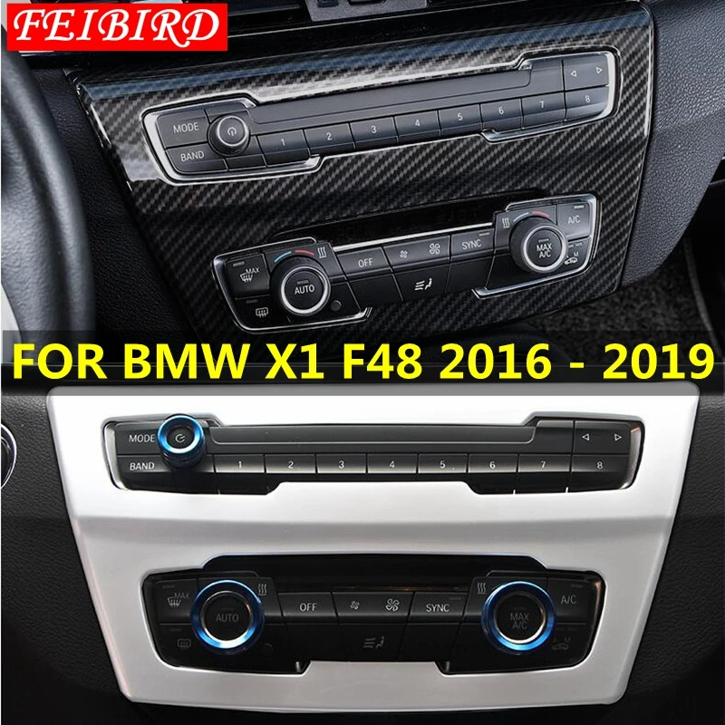 

Аксессуары для BMW X1 F48 2016-2019 ABS, внутреннее центральное управление, панель переключателя кондиционера переменного тока, крышка панели кондиционера, матовая отделка из углеродного волокна