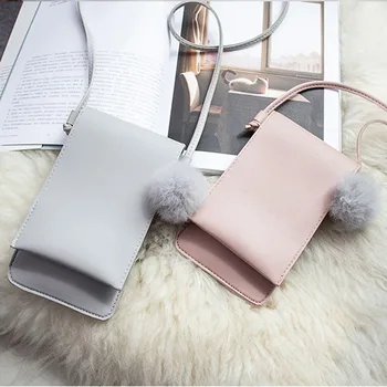 

New Small Square Bag Mini Fashion Handbag Cute Hair Ball Phone Bag Trend Mini Bolsos Mujer Mobile Phone Packet