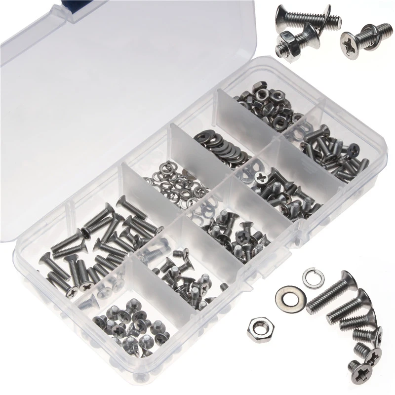 300pcs Stainless Steel Phillips Flat Head Cross Machine Screw