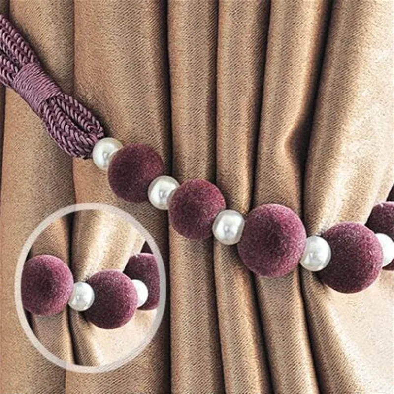 Big pile bead bind Rome pole curtain buckle hook belt tied rope wall hook wall accessories