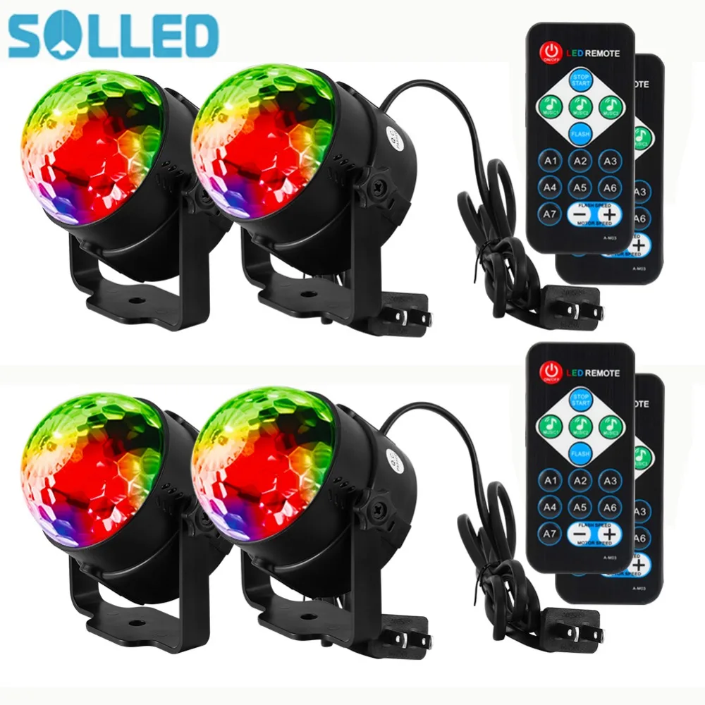 

SOLLED LED Disco Ball Light with Remote Control Portable Mini RGB Party Lamp 7 Colors Sound Actived Crystal Magic Stage