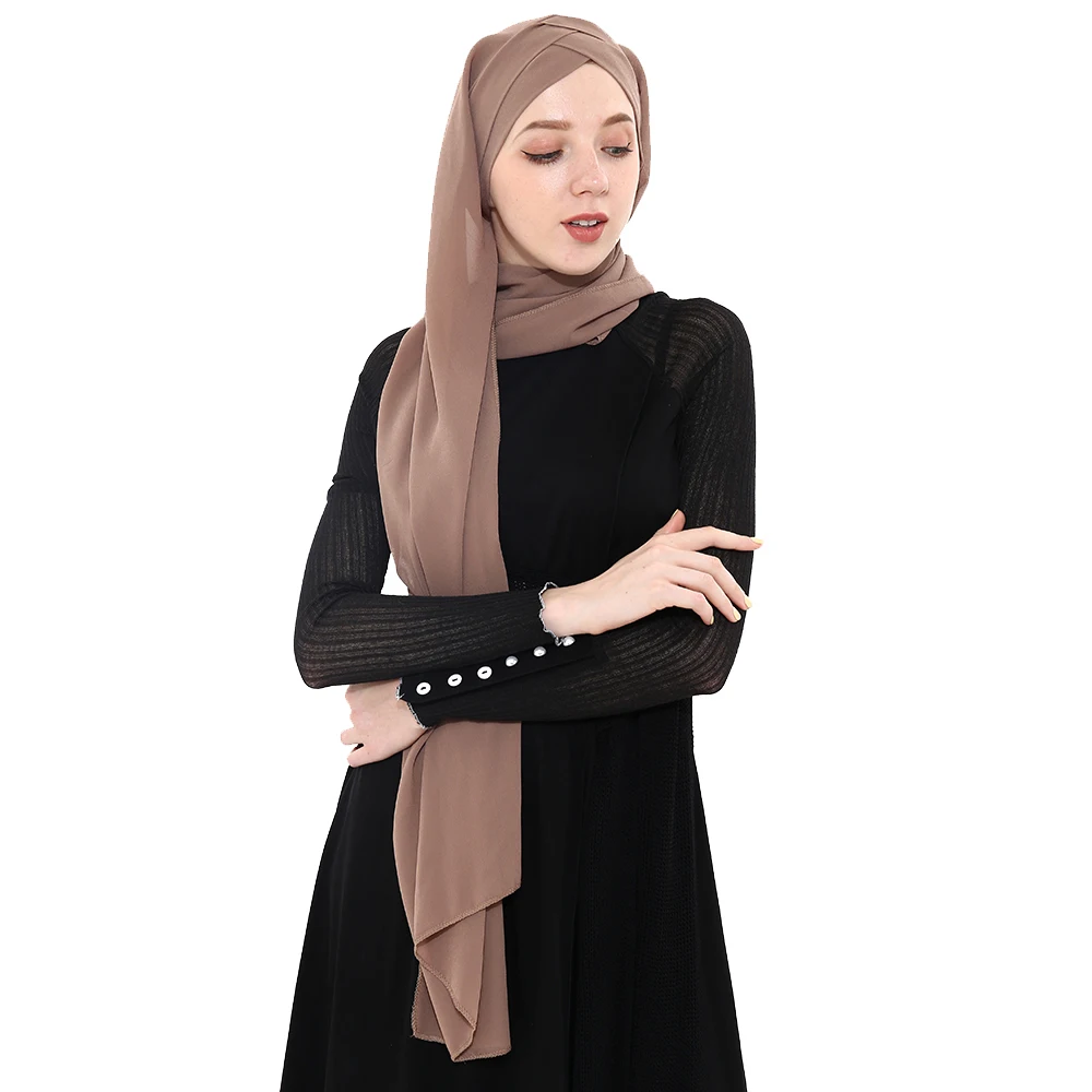 Летние Для женщин шифоновое Ready To Wear мгновенный Hijab шарф Мусульманский шифон головной платок исламские платки арабский платок