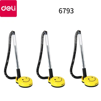 

3pcs DeliI 6793 Gel Pen Smile Face 0.5mm Counter 3 Sticks S758 Black 0.5mm Table Pen Refill 20 Sticks