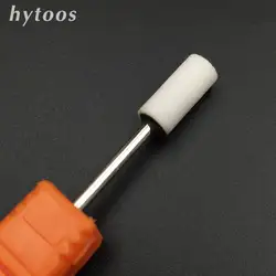 HYTOOS белый корунд баррель для ногтей сверло 3/32 "Вращающийся керамический камень заусенцев Маникюр комплектующие для электродрели пилка для