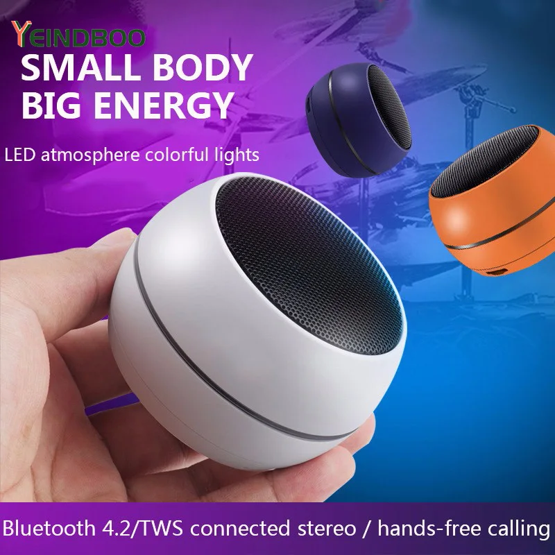 

YEINDBOO Wireless Bluetooth Speaker Metal Mini Portable Subwoof Sound With Mic TF Card FM Radio AUX MP3 Music Play Louds