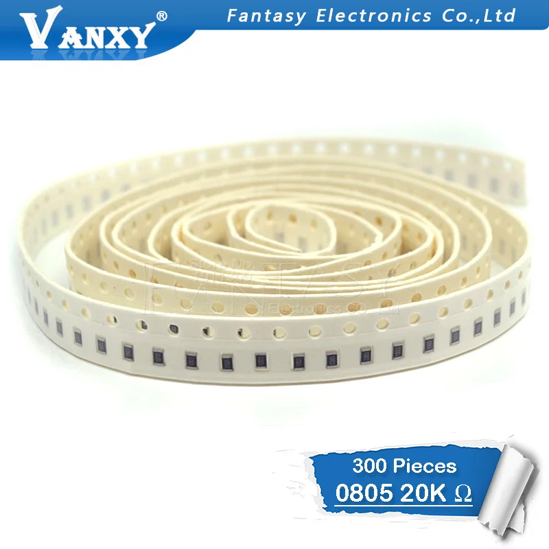 

300PCS 0805 SMD Resistor 1% 20K ohm 1/8W 203