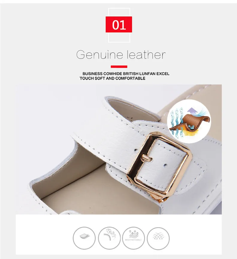 women slippers buckle real leather slides shoes solid thick sole heels beach sandals women outside flip flops summer (3)