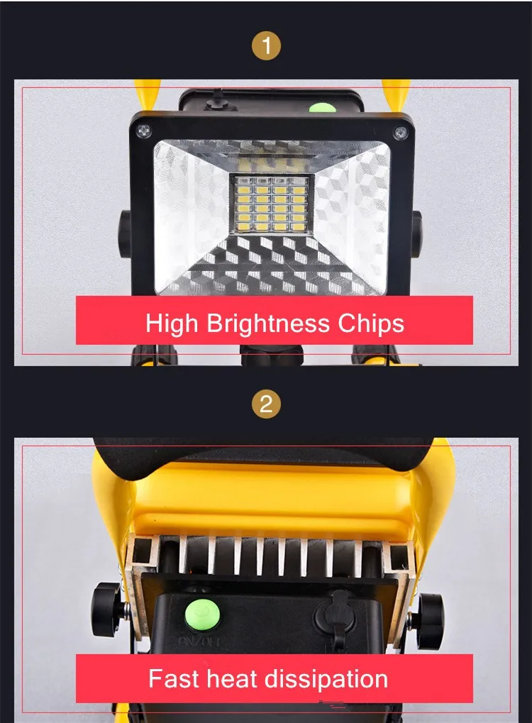 Rechargeable LED Flood Light 24 LED Floodlight Waterproof 220V/110V LED Spotlight Outdoor Emergency Work Lighting with Charger floodlight bunnings
