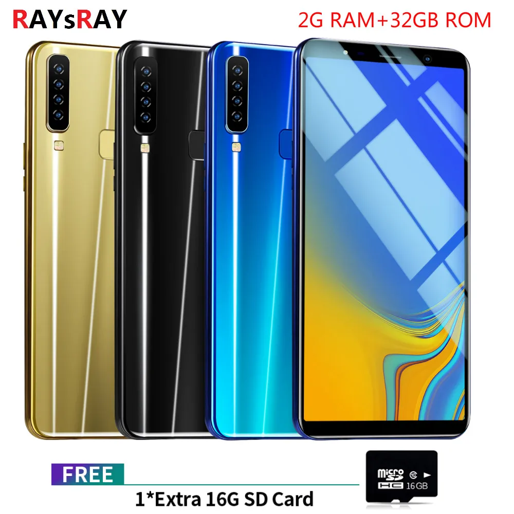 Raysray A9s 3g LTE мобильный телефон 6,1 & quot 2 Гб Оперативная память 32 GB Встроенная память Octa Core два задних Камера Android 8,1, с отпечатком пальца, смартфон