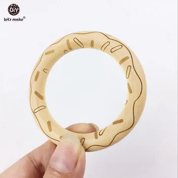 

Let's Make Donut Wooden Ring 5pcs Teether Organic Baby Teething Toy Accessories For Teething Necklace Unfinished Wooden Teether