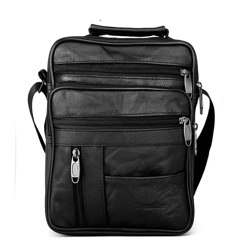 

Real Cowhide Leather Men Handbags Black Male Messenger business Bags Men's Small Strap Adjustable Briefcase Man Crossbody Bags