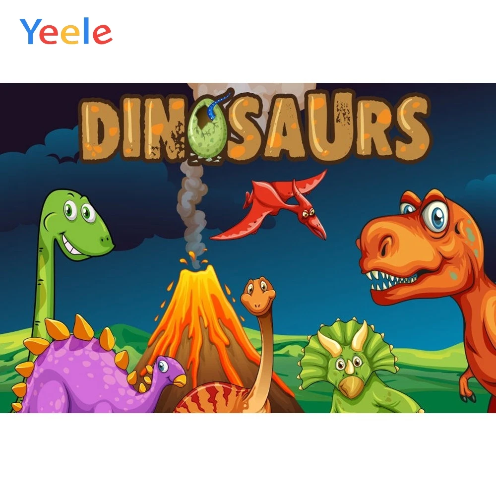 

Yeele Vinyl Cartoon Dinosaurs Volcano Baby Birthday Party Photography Backdrop Children Boy Photographic Background Photo Studio