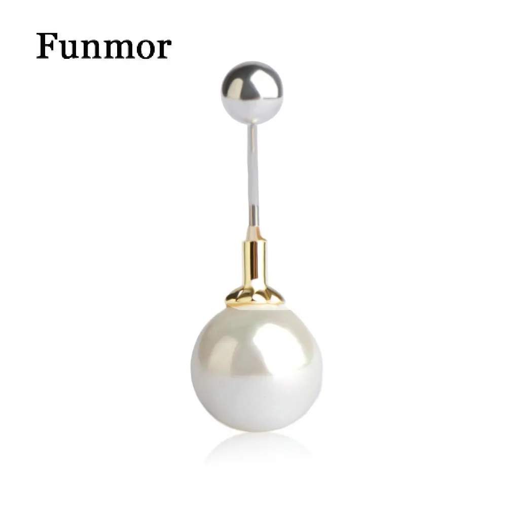 

1.2 mm Simulated Pearl Navel Belly Button Rings Gold-color Summer Body Piercing Jewelry For Women Girls Holiday Beach Bar Bijoux