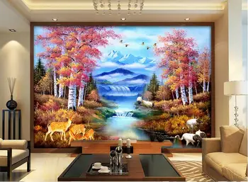 

3d room wallpaper custom mural non-woven wall sticker rural forest snow mountain scenery painting photo 3d wall murals wallpaper