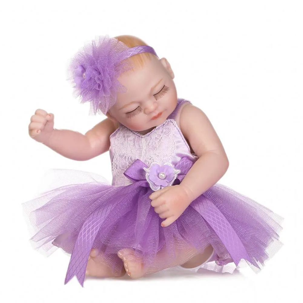 

NPK 26cm Newborn Reborn Doll Kit Silicone Lifelike Sleeping Girl Baby Dolls for Kids Playmate Gift FJ88