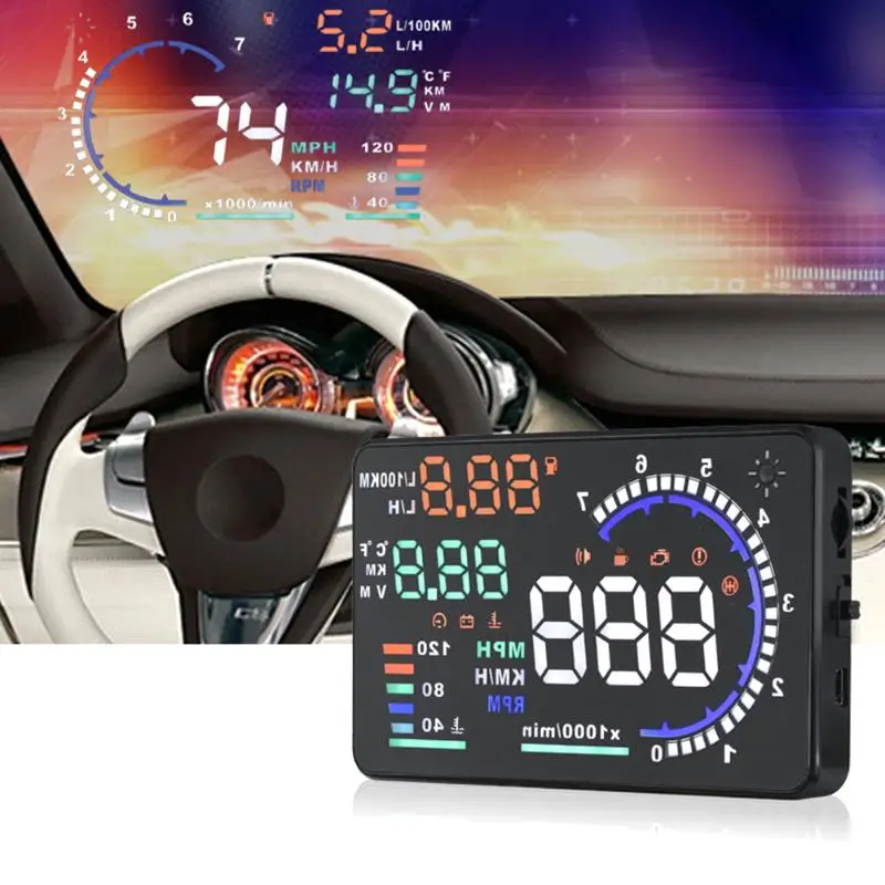 A8 5 5 HD Color Screen HUD OBD EUOBD Head UP Display Car Speed Projector on