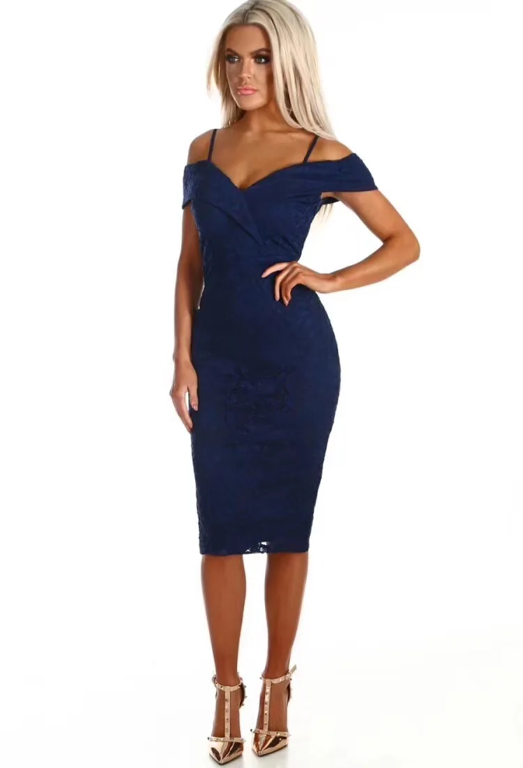 

Top Quality Pink Blue Black Slash Neck Lace Hollow Out Rayon Bandage Dress Homecoming Party Cute Dress