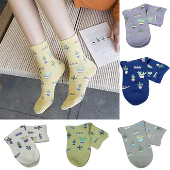 

Spring Trendy happy Socks men Cotton Boat Socks 1 Pair Adult Women Men Cute Casual Thicke Cactus Print Fashion Short Socks Z327