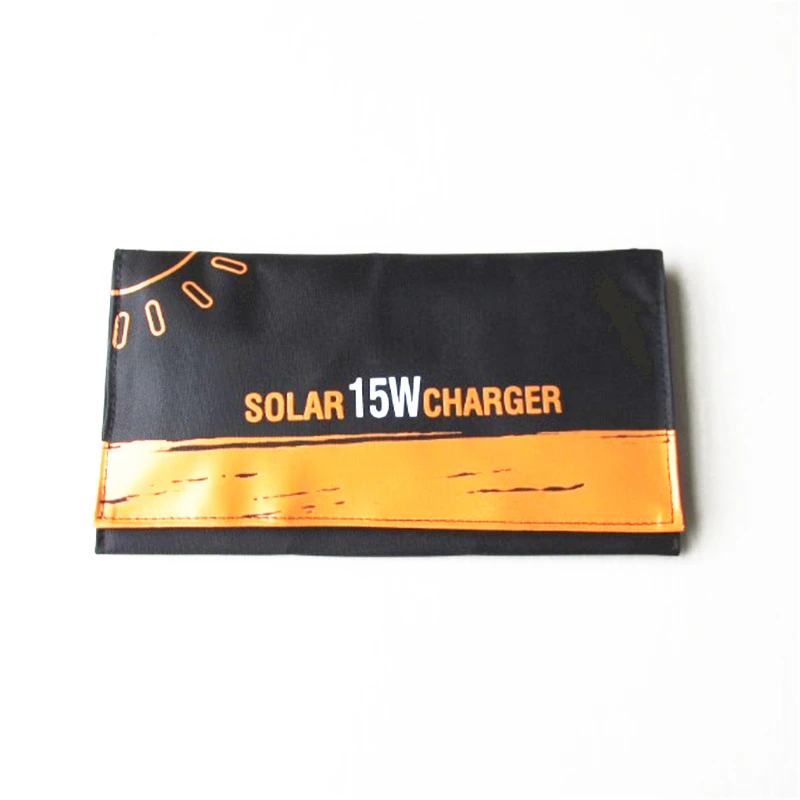 Solar com Porta Dupla à Prova Solares para Smartphones Comprimidos e Viagem de Acampamento Carregador Solar Painel Usb Ddual Água Dobrável Células 15 w - Image 2