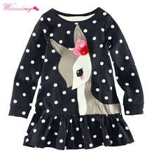 WEIXINBUY/кружевное платье с длинными рукавами для маленьких девочек; цельнокроеное платье; хлопковое платье; От 1 до 6 лет