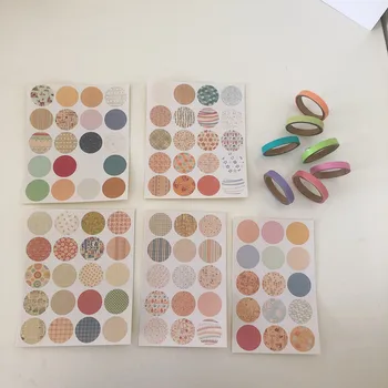 

SIXONE 9 Sets Colour Circle Point Decorative Sticker Paper Handbook Card Sticker Photo Notebook Sticker Stationery Sealing Paste