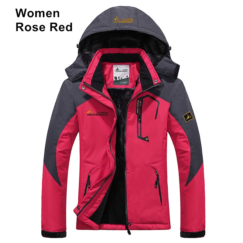 RAY GRACE, зимняя теплая куртка для мужчин, для улицы, толстая, водонепроницаемая, пальто, для женщин, для походов, ветровка, для походов, кемпинга, лыжного спорта, для мужчин - Цвет: Women Rose Red
