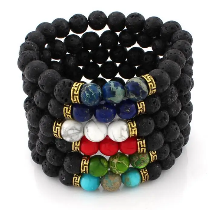 8mm Lava Stone Beaded Bracelet Bangle Imperial Beads