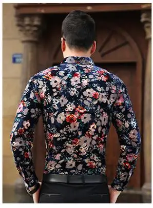 Mens Floral Flower Print Silk Shirts 
