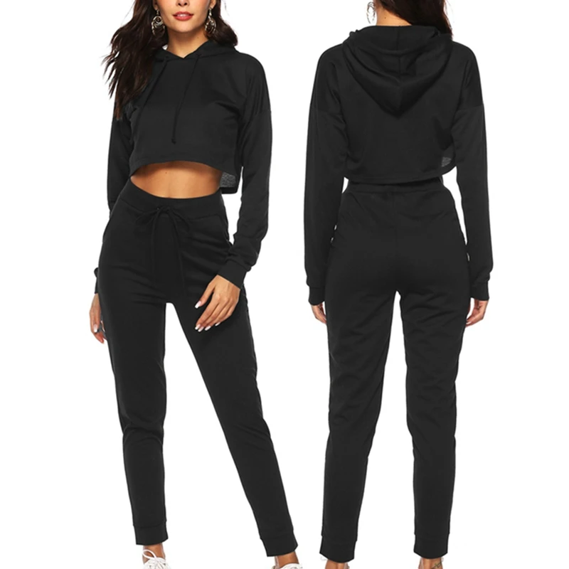 black crop top and yoga pants