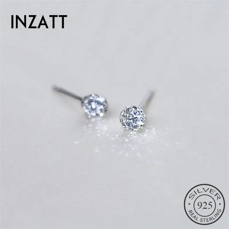 

INZATT Minimalist Full Zircon Ball Stud Earrings Five Colors Style For Women And Men Party Fine Jewelry Personality Accessories