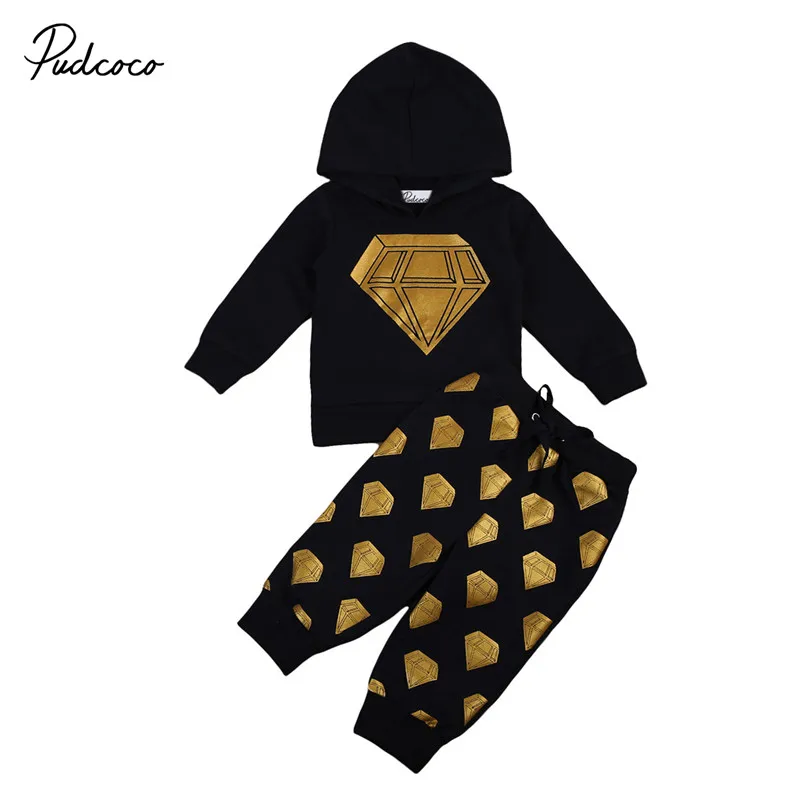 Newborn Baby Boy Girl Casual Clothes Sets Warm Hooded Tops+Trousers Outfits 2PCS Diamond Set 0-3Y | Детская одежда и обувь