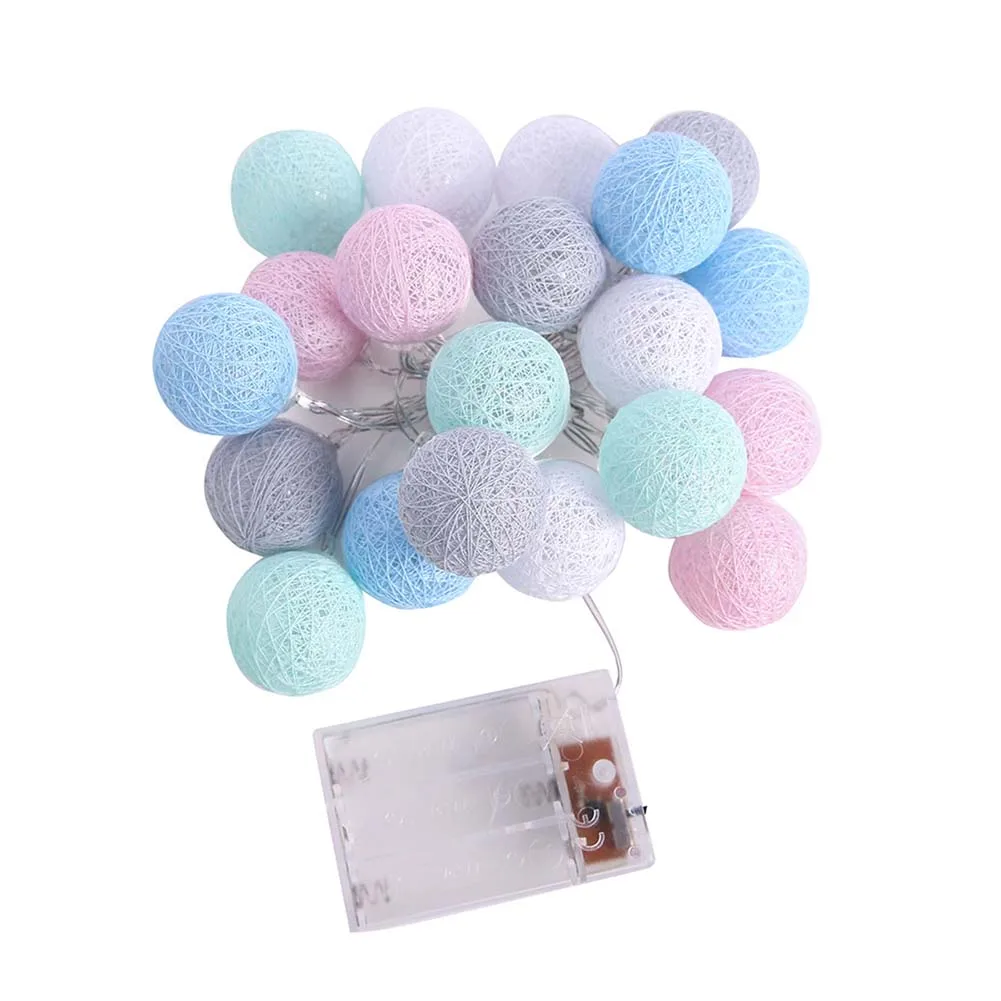 

20Pcs/Lot Cotton Ball String Lights LED Battery Powered Fairy String Lights Decoration Party Wedding Christmas Lighting