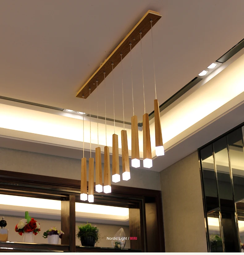 33 см вертикальные деревянные потолочные светильники для лестницы, кухни, акриловый кубический абажур 4x4 см