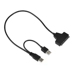 Черный свет штыревой адаптер USB 2,0 на SATA 7 + 15 Pin 22 для 2,5 "HDD жесткий диск с USB кабель питания магазин оптовая продажа