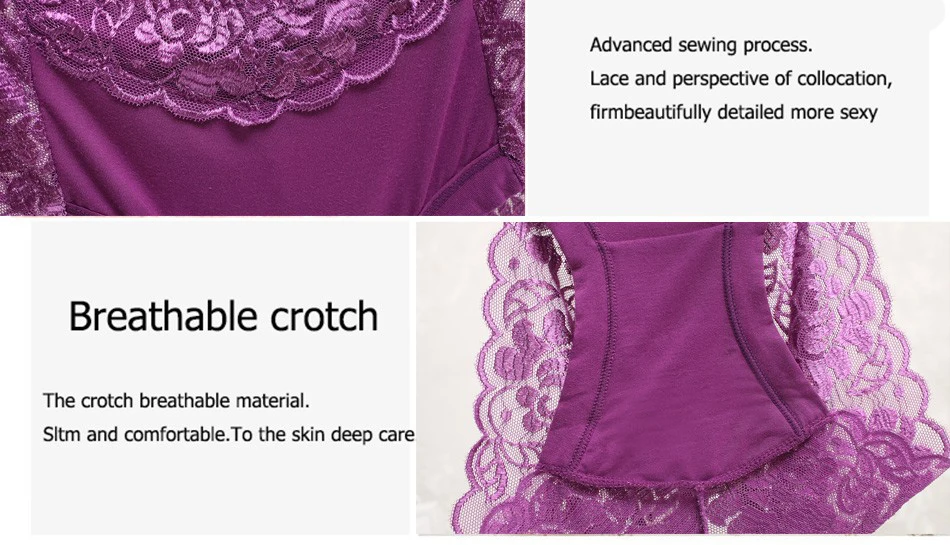 Women Underwear Briefs Sexy Women's Panties Full Transparent Pink Lace Seamless String Cotton Plus Size Women Underwear Panty 42