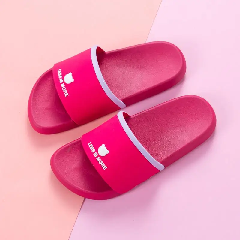 Summer Women Slides Home Slippers Beautiful Bear Women Soft Beach Sandals Woman Shoes Bothe Flip Flops Sandalias Plus Size 35-44 - Цвет: Rose