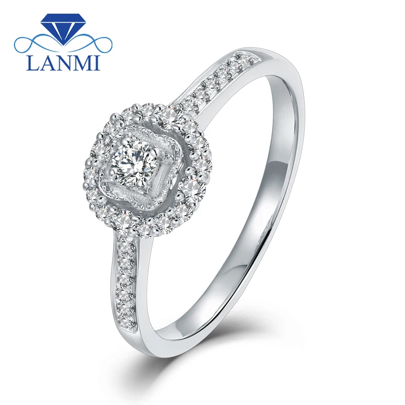 LANMI Настоящее твердое 18Kt Au750 Белое золото натуральный круглый алмаз обручальные кольца для женщин романтические ювелирные изделия подарок