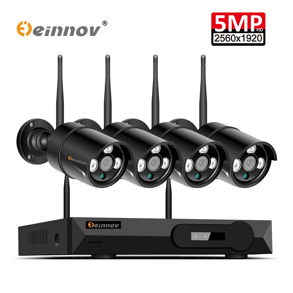 Einnov 4CH Wi-Fi NVR открытый видео Камеры Скрытого видеонаблюдения 5MP CCTV H.265 дома